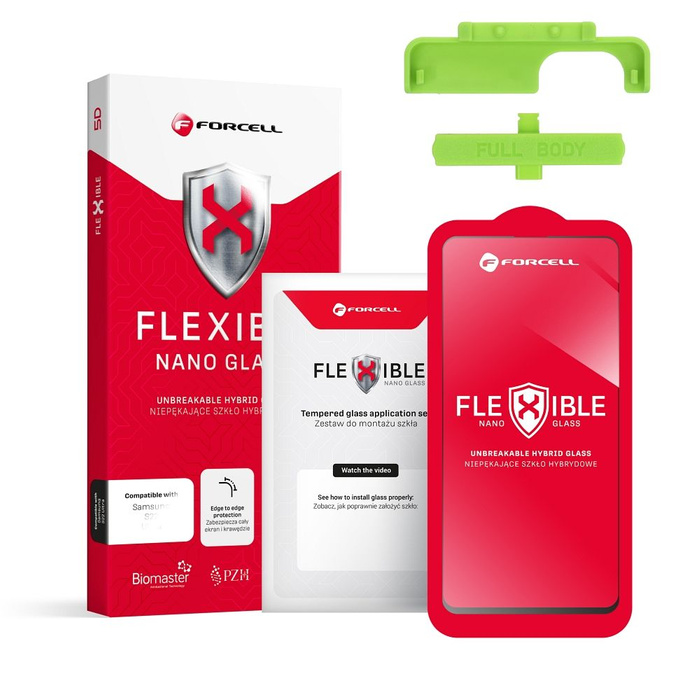 Forcell Flexible 5D - szkło hybrydowe do Samsung Galaxy S10+ czarny (Hot Bending) - działający czytnik