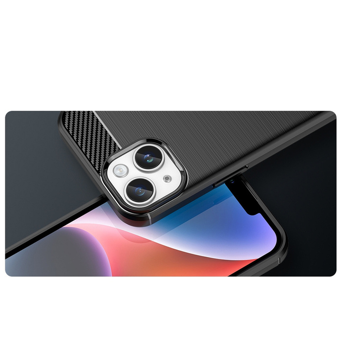 Carbon Case etui iPhone 14 elastyczny żelowy pokrowiec na tył plecki czarny