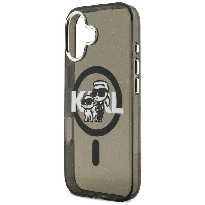 Etui Karl Lagerfeld IML Glitter Karl &   Choupette Sketch Logo MagSafe do iPhone 17 czarny