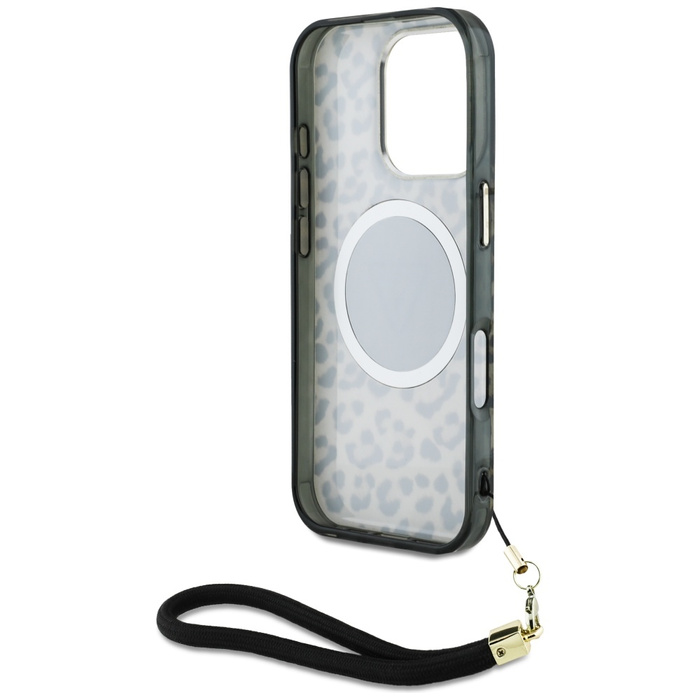 Etui Guess HC IML Leopard Triangle Cord   Strap do iPhone 16 Pro Max MagSafe brązowy