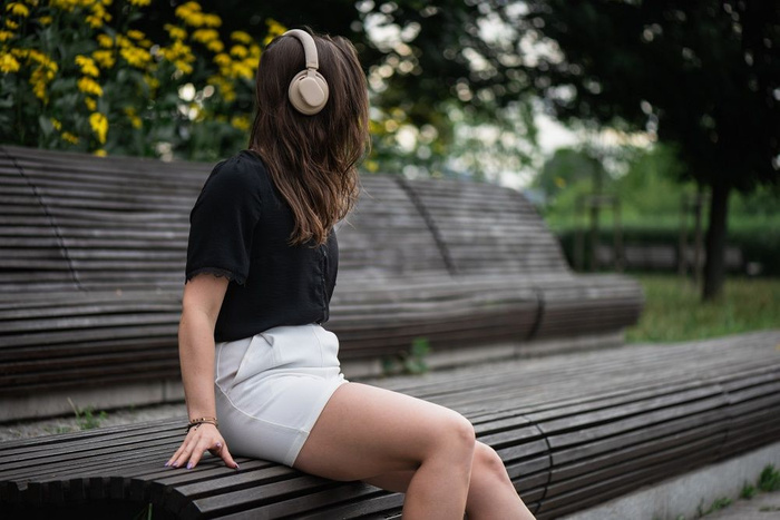 Słuchawki bezprzewodowe nauszne Forcell F-Audio ANC Touch Beat beżowe