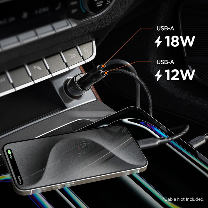 ŁADOWARKA SAMOCHODOWA SPIGEN ESSENTIAL EV302 2-PORT CAR CHARGER 30W CZARNA
