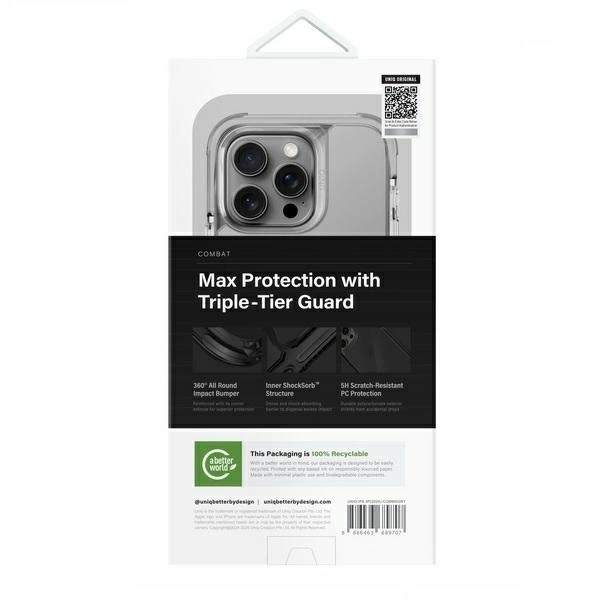 Etui UNIQ Combat iPhone 16 Pro 6.3" Magclick Charging szary/stone grey