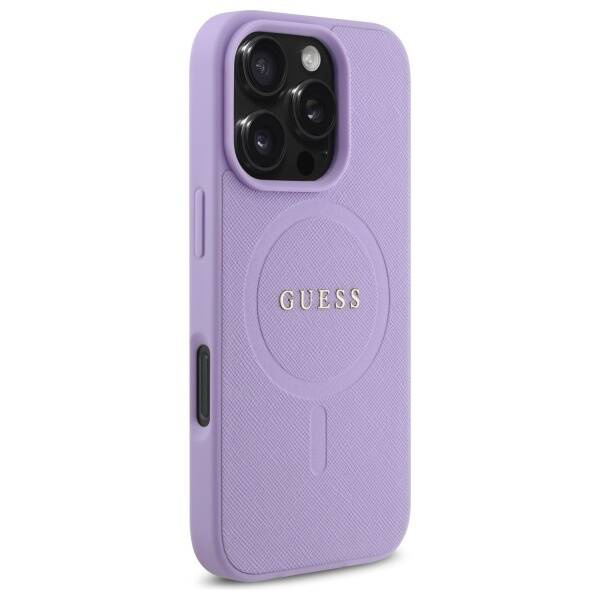 Etui Guess iPhone 16 Pro 6.3"  fioletowy/purple hardcase Saffiano MagSafe