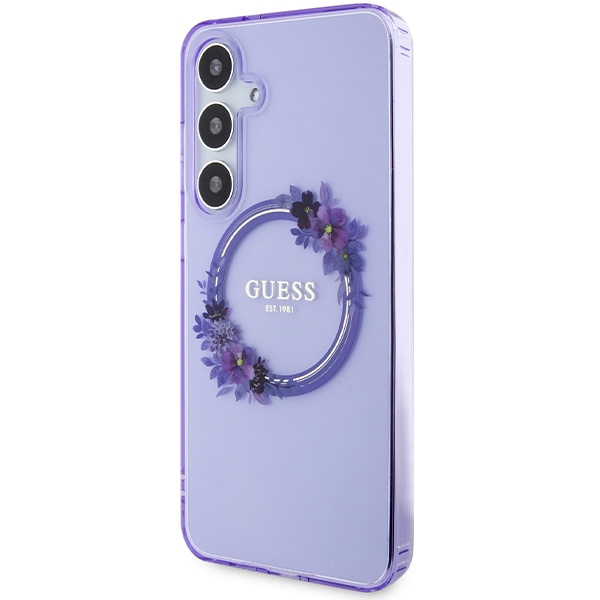 Etui Guess GUHMS24MHFWFCU S24+ S926 fioletowy/purple hardcase IML Flowers Wreath MagSafe Case