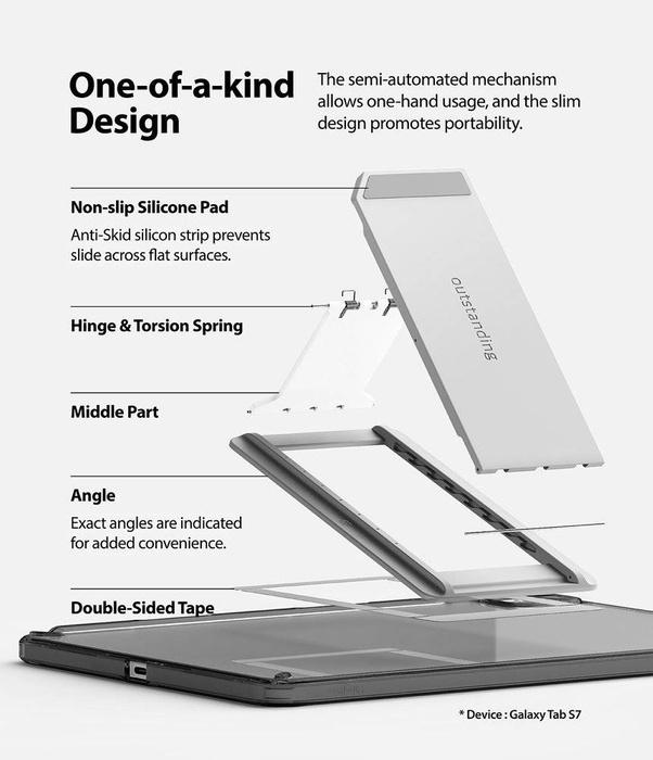 Ringke Fusion Combo Outstanding sztywne etui z żelową ramką do Samsung Galaxy Tab S7 11'' + samoprzylepna podstawka szary (FC475R40)