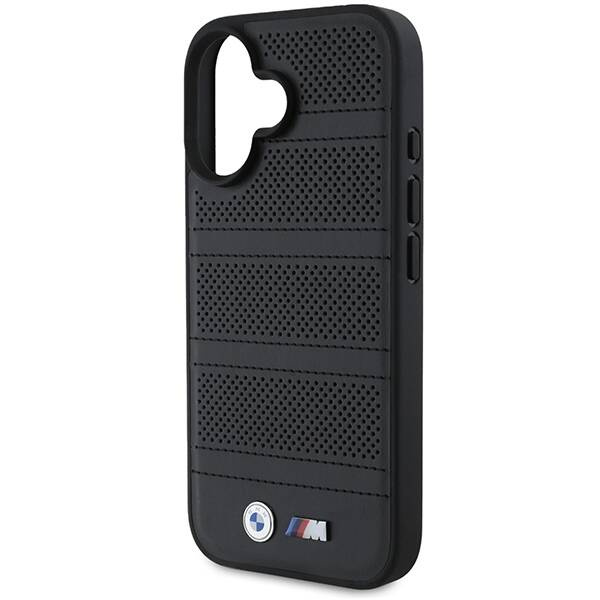 Etui BMW iPhone 16 6.1" czarny/black hardcase M Perforated And Stitched Line MagSafe