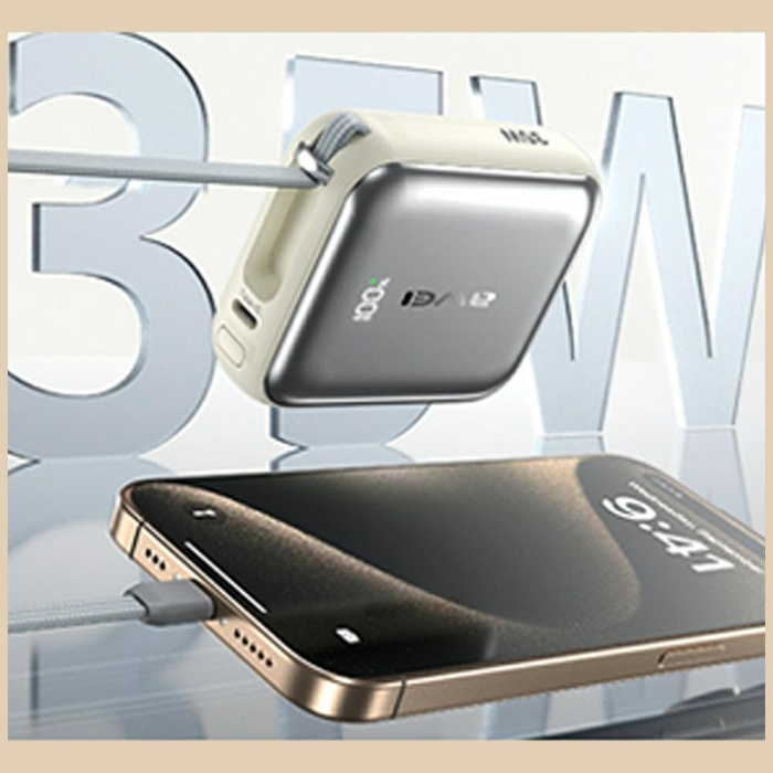 Powerbank Awei AS-181 10000mAh 35W USB-C + kable Lightning/USB-C srebrny