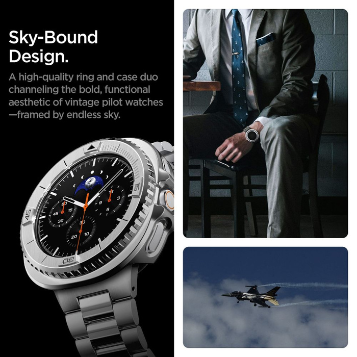 ETUI SPIGEN SAMSUNG GALAXY WATCH 8 CLASSIC (46 MM) BEZEL TUNE PRO PILOT SILVER