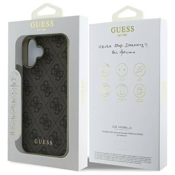 Etui Guess iPhone 16 brązowy/brown hardcase 4G Charms Collection