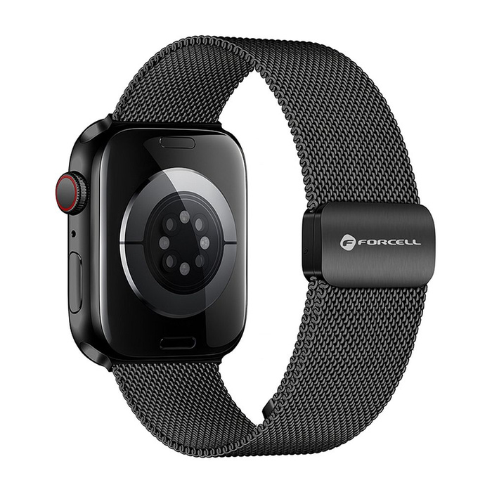 Pasek do Apple Watch Forcell F-Design FA14 magnetyczny stal 42 / 44 / 45 / 49 mm czarny