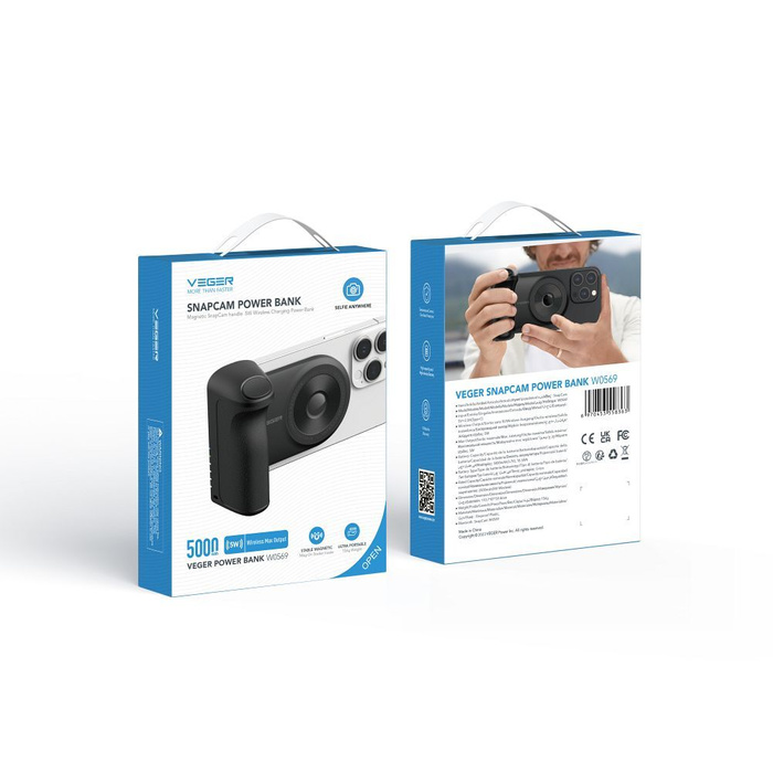 Powerbank zgodny z Magsafe Veger (W0569) PD QC3.0 20W 5000 mAh czarny