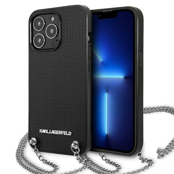 Karl Lagerfeld KLHCP13LPMK iPhone 13 Pro 6,1" hardcase czarny/black Leather Textured and Chain