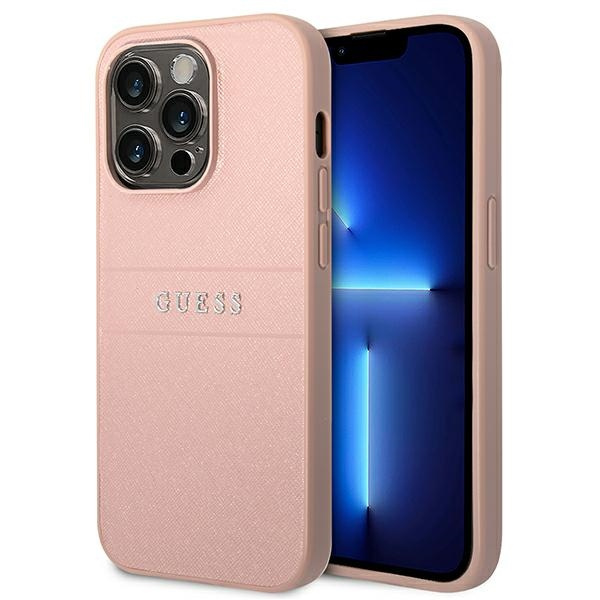 Etui GUESS Apple iPhone 14 Pro Saffiano Strap Różowy Case