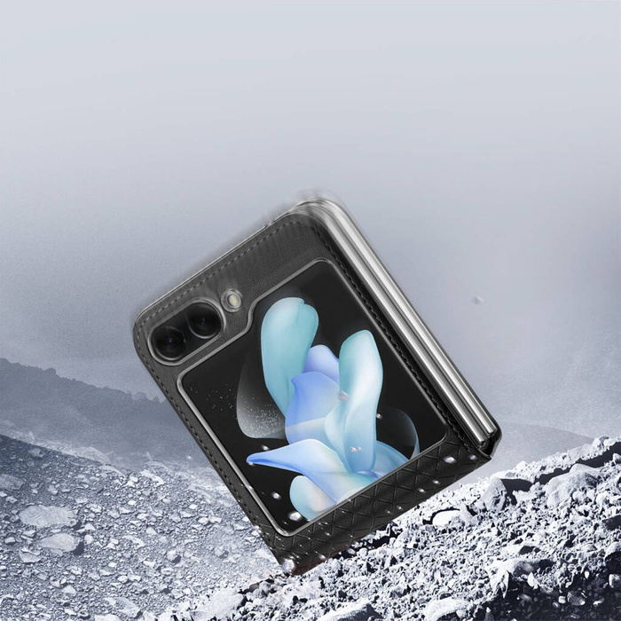 Etui Skórzane etui Samsung Galaxy Z Flip 5 5G z klapką portfel pokrowiec na tył Dux Ducis Bril - czarne Case