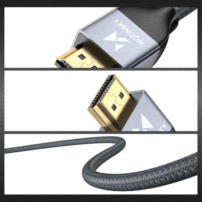 Wozinsky kabel HDMI 2.1 8K 60 Hz 48 Gbps / 4K 120 Hz / 2K 144 Hz 5m srebrny (WHDMI-50)