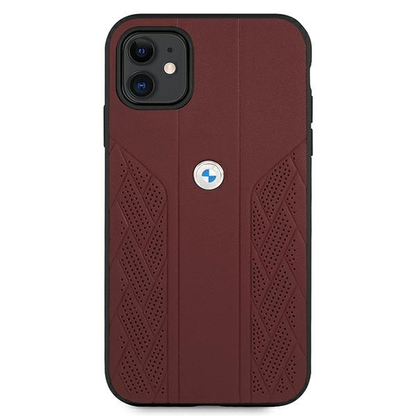 Etui BMW Apple iPhone 11 Leather Curve Perforate Czerwony Hardcase