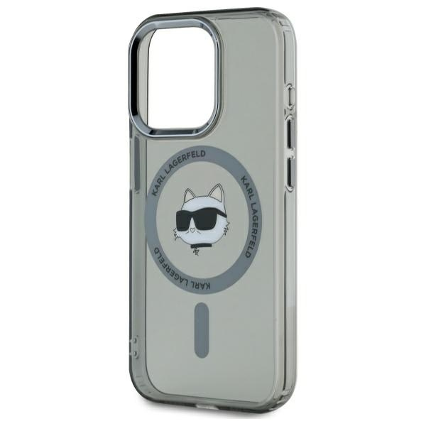 Karl Lagerfeld KLHMP15LHLSCHK iPhone 15   Pro 6.1" czarny/black hardcase IML Metal Choupette Head MagSafe