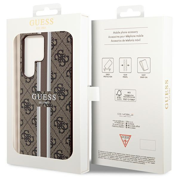 Etui Guess GUHCS23LP4RPSW S23 Ultra S918 brązowy/brown hardcase 4G Printed Stripe Case