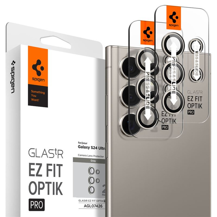 Szkło Spigen Samsung Galaxy S24 Ultra Glass tR EZ Fit Optik Pro 2 Pack Szare