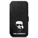 Etui KARL LAGERFELD Apple iPhone 12 Mini Book Saffiano Ikonik Metal Czarny Case