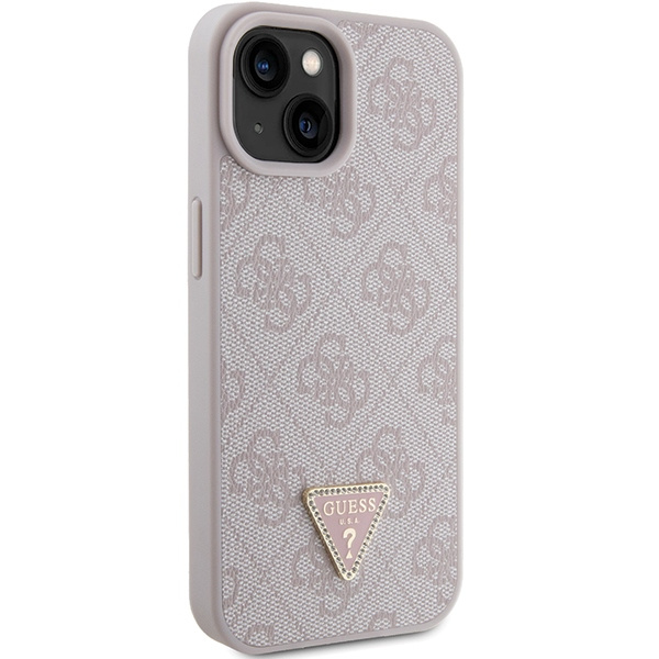 Etui Guess GUHCP15SP4TDPP iPhone 15 6.1" różowy/pink hardcase Leather 4G Triangle Strass
