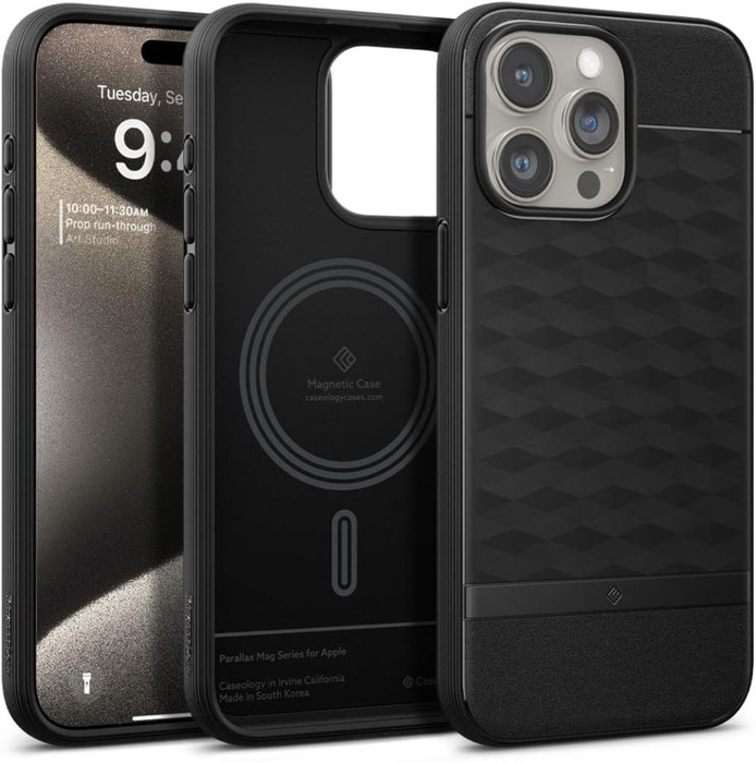 Etui iPhone 15 Pro Max Caseology Parallax Mag Magsafe Matte Black Case