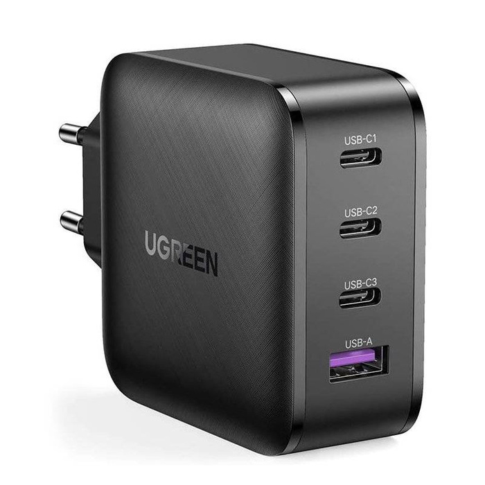 Ugreen szybka ładowarka PPS 65W USB / 3x USB Typ C QC 3.0 Power Delivery SCP FCP AFC (azotek galu) czarny (CD224 70774)