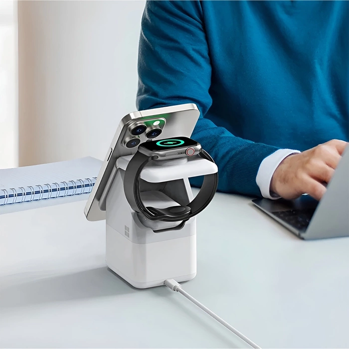 Ładowarka indukcyjna Duzzona W20 4w1 zgodna z MagSafe 15W z lampką biała