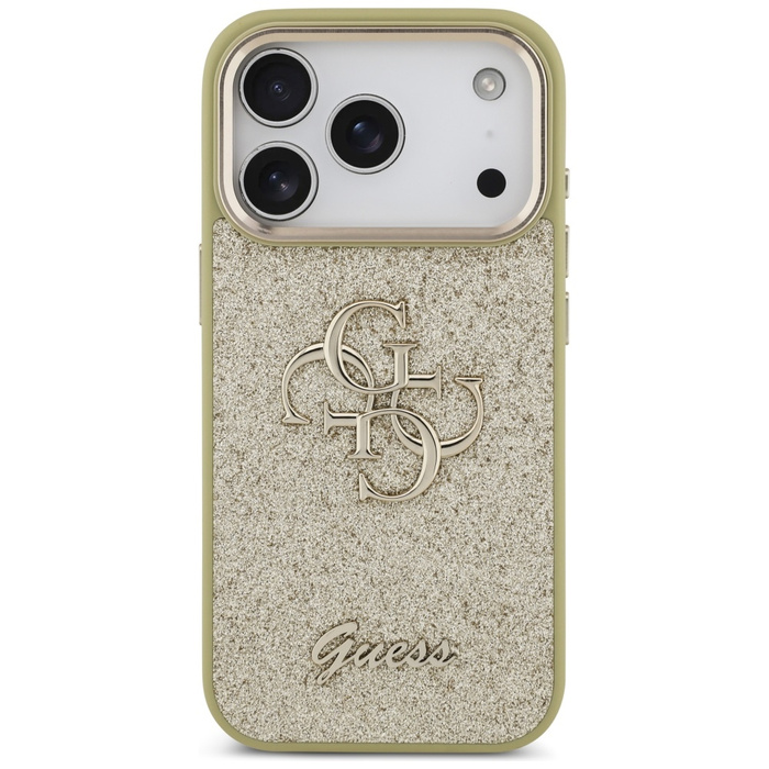 Etui Guess Fixed Glitter Big 4G Metal    Frame do iPhone 17 Pro złoty