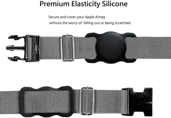 Etui na Apple AirTag silikonowe na obrożę psa lub kota - czarne