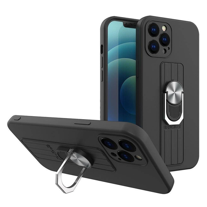 Etui Ring Case silikonowe etui z uchwytem na palec i podstawką do Samsung Galaxy A33 5G czarny