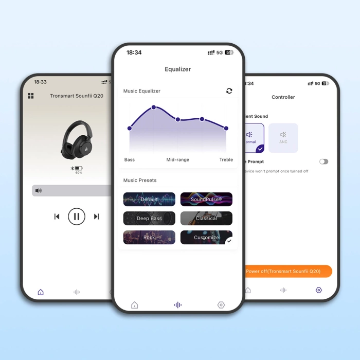 Słuchawki bezprzewodowe Tronsmart Sounfii Q20 ANC nauszne Bluetooth 5.3 - czarne