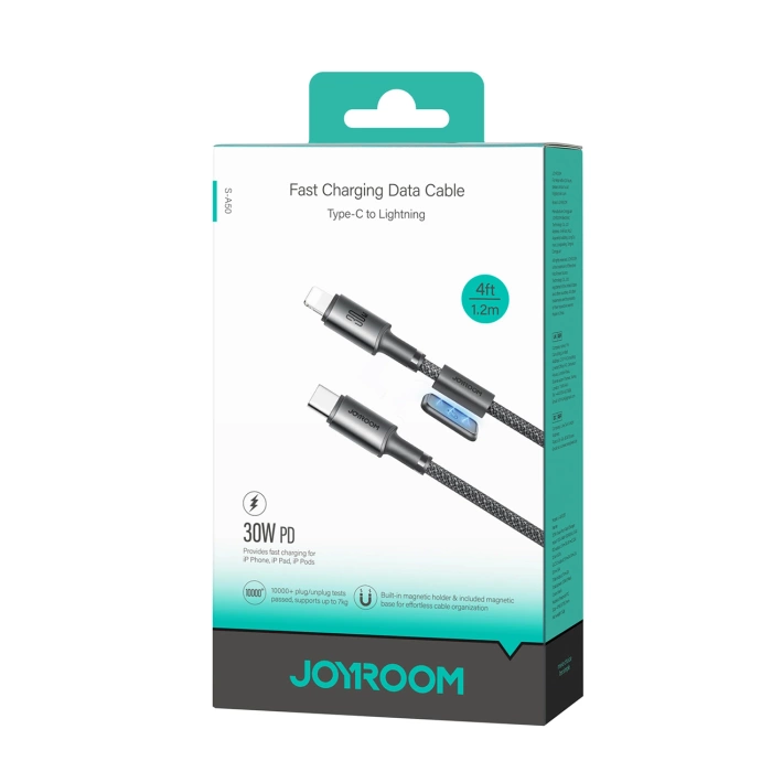 Kabel Joyroom S-A50 Unlimited Series 60W USB-C - Lightning z organizerem magnetycznym 1,2m - szary