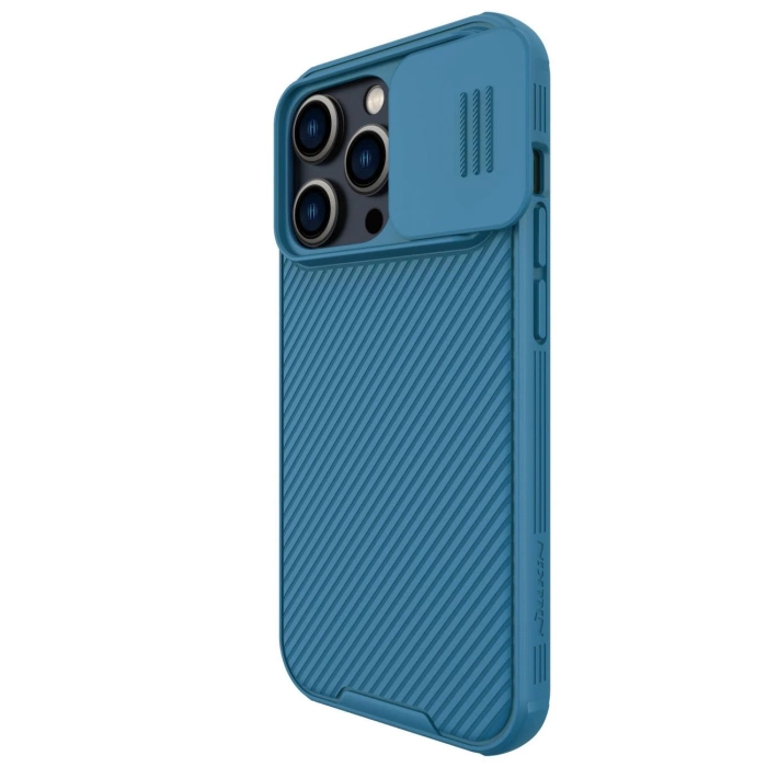 Etui Nillkin CamShield Pro Magnetic Case etui iPhone 14 Pro Max pokrowiec osłona na aparat kamerę niebieski (z MagSafe)