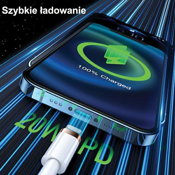 Kabel USAMS USB-C Apple Lightning U63 PD 1,2m Fast Charge 20W SJ484USB02 US-SJ484 Biały