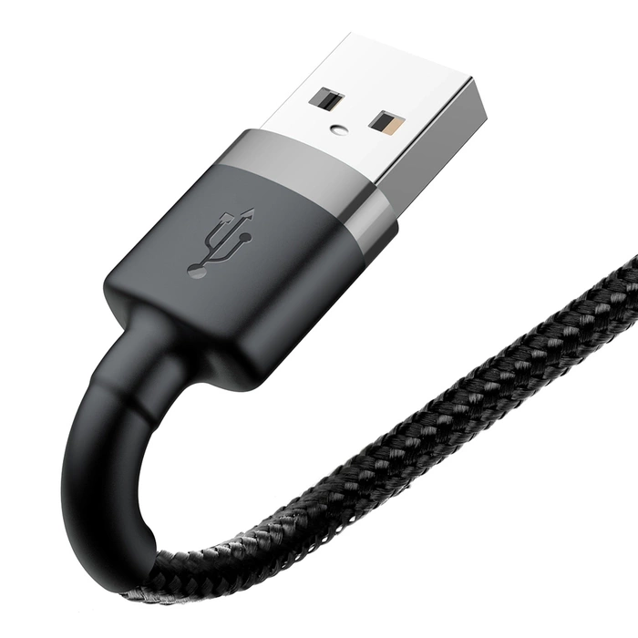 Baseus Cafule Cable wytrzymały nylonowy kabel przewód USB / Lightning QC3.0 2.4A 1M czarno-szary (CALKLF-BG1)