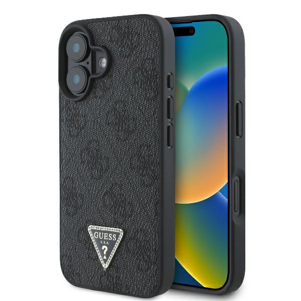 Etui Guess iPhone 16 Plus 6.7" czarny/black hardcase Leather 4G Triangle Strass MagSafe
