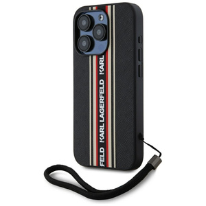Etui Karl Lagerfeld Saffiano Athleisure Stripes Cord do iPhone 15 Pro Max czarno-czerwony