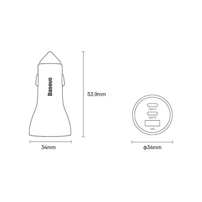 Baseus Golden Contactor Pro ładowarka samochodowa USB-A + 2x USB-C 65W niebieski (CGJP010003)