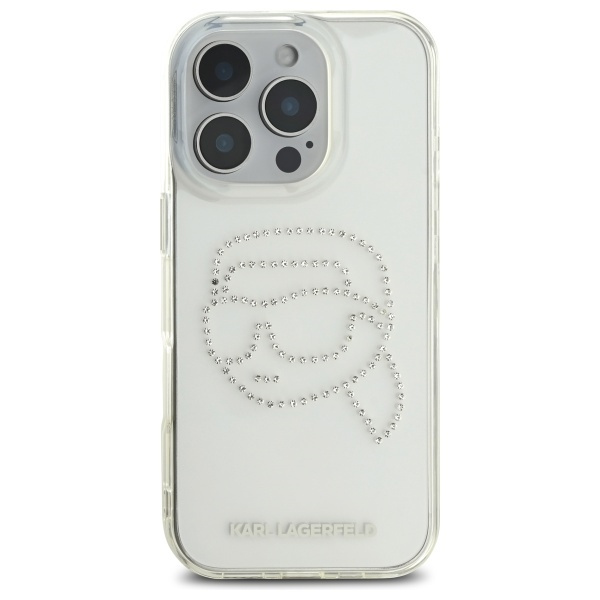 Karl Lagerfeld KLHCP16LHKHDCELT iPhone    16 Pro 6.3" przezroczysty/transparent hardcase IML Rhinestones Karl Head