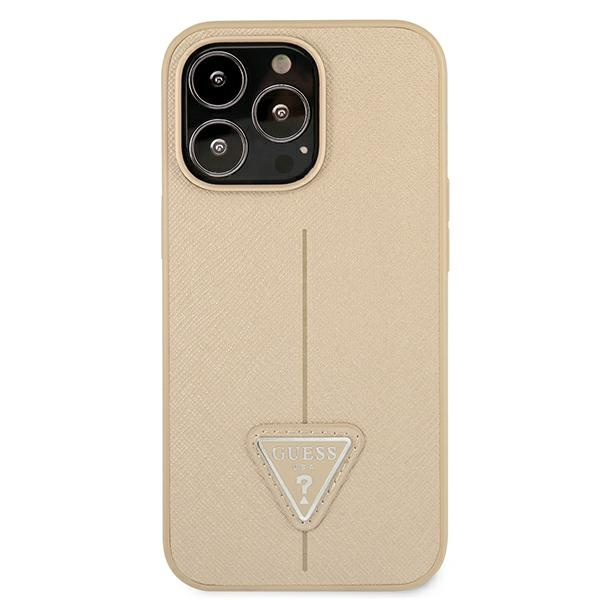 Etui GUESS Apple iPhone 13 13 Pro Saffiano Triangle Logo Beżowy Hardcase