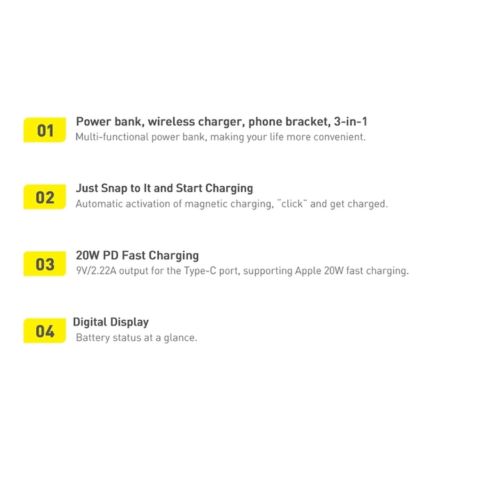 [PO ZWROCIE] Powerbank Baseus Magnetic Bracket z MagSafe 10000mAh 20W z kablem USB-C 0.5m Różowy