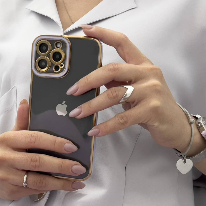 Fashion Case etui do iPhone 12 Pro Max żelowy pokrowiec ze złotą ramką czerwony