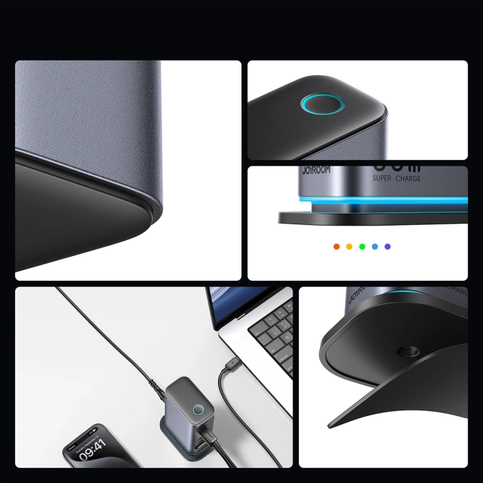Ładowarka Joyroom JR-TCM02 wieloportowa GaN 65W EU 4x USB-C 2x USB-A - ciemnoszara