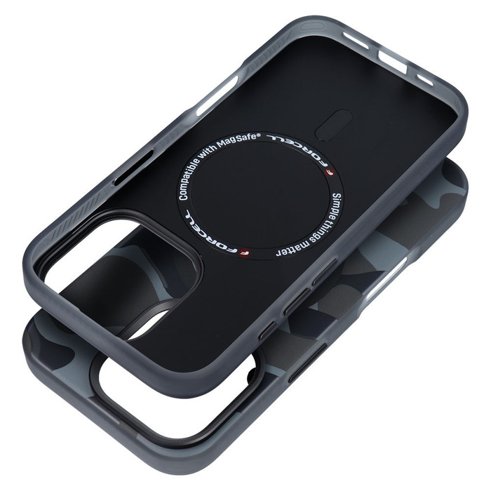 Etui na iPhone 16 PLUS Forcell F-Protect Levels Dual Layer 4D technology zgodny z MagSafe Military Drop-Test black camo