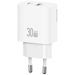 Ładowarka sieciowa USAMS CC316 T65 30W   1xUSB-C 1xUSB-A Fast Charging biały