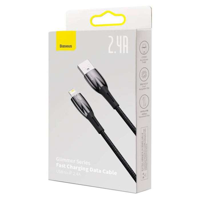 Baseus Glimmer Series kabel z szybkim ładowaniem USB - Lightning 480Mb/s 2.4A 1m czarny
