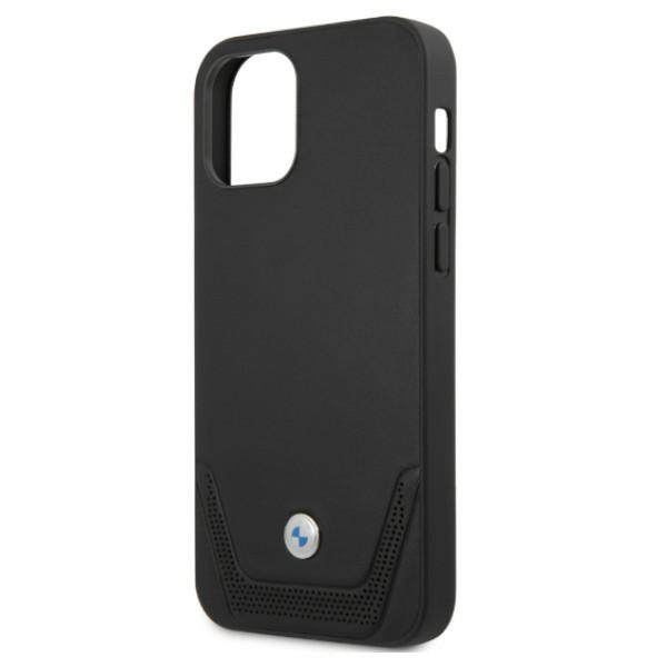 Etui BMW Apple iPhone 12 12 Pro Leather Perforate Czarny Hardcase