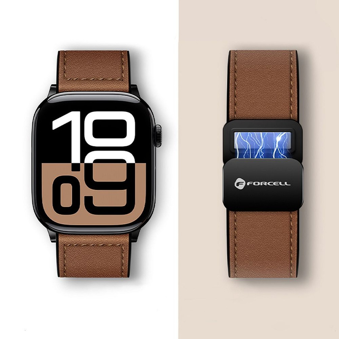 Pasek do Apple Watch Forcell F-Design FA21 magnetyczny skóra ekologiczna 38 / 40 / 41 mm brązowy